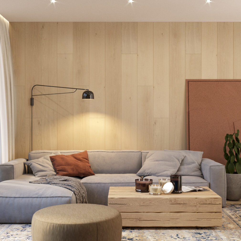 návrh interiéru obývačky mini bungalov Archideal