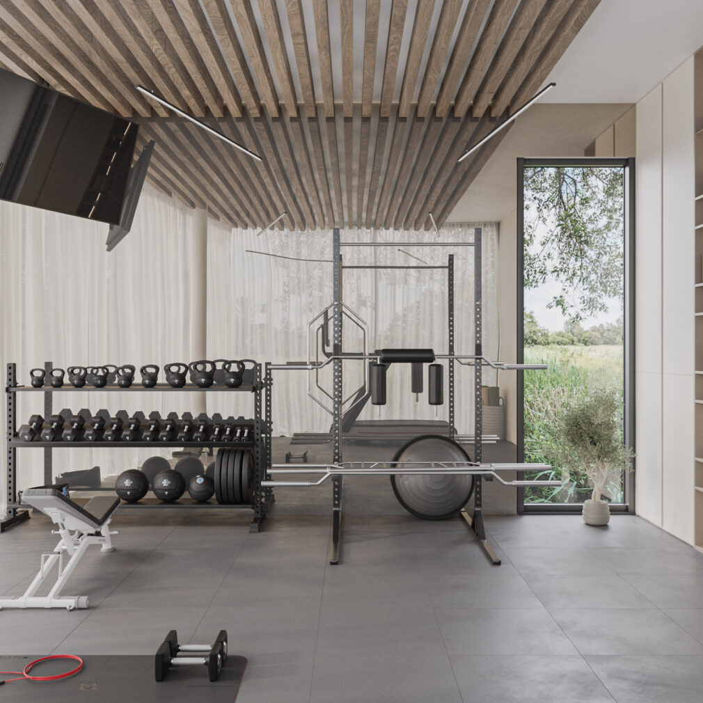návrh interiéru fitness miestnosti dom Nitra