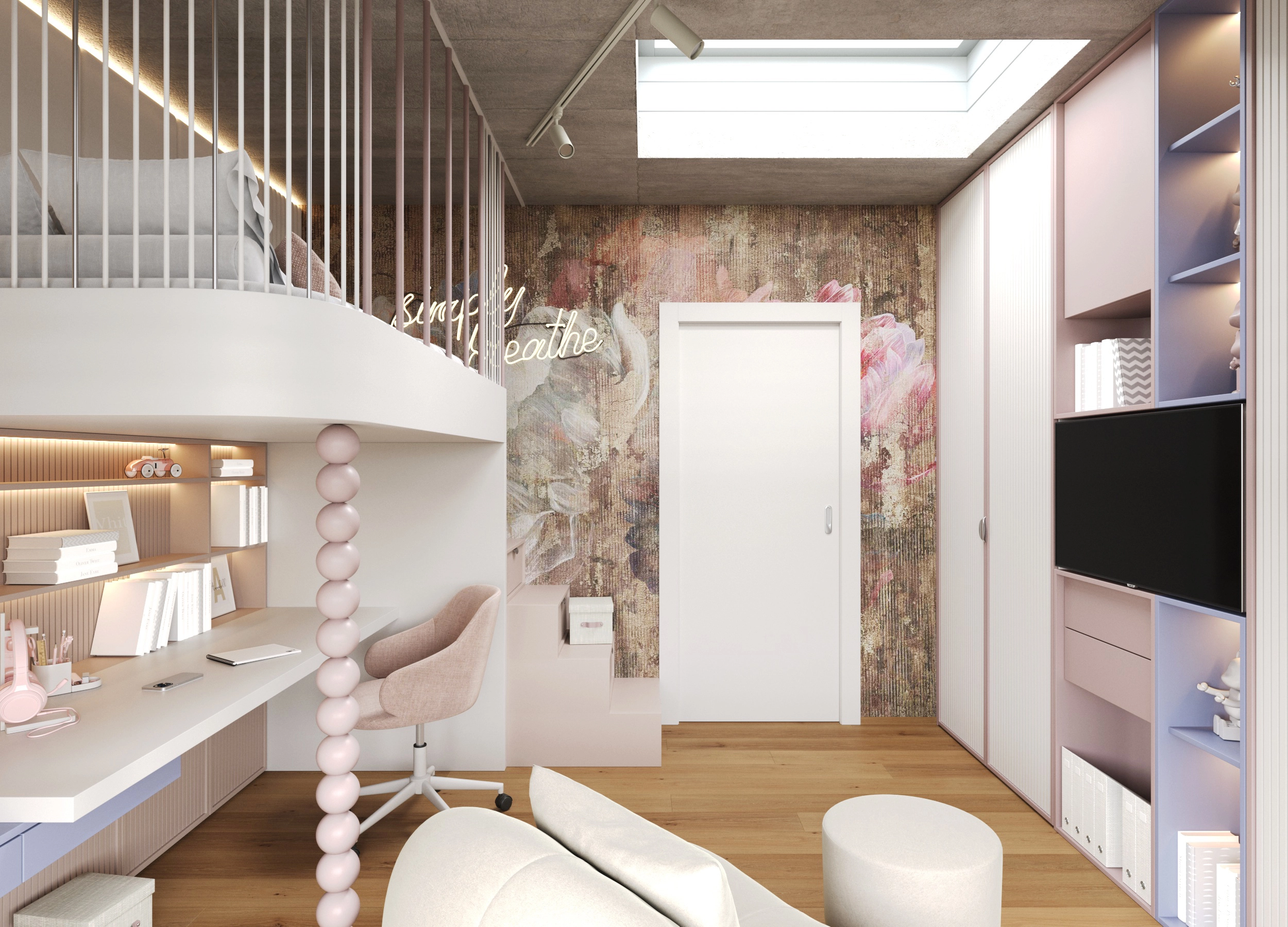 Architektonický návrh dívčího pokoje